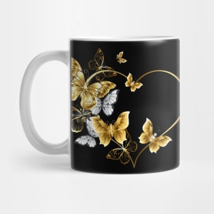 Butterflies Ascending a Gold Heart Mug